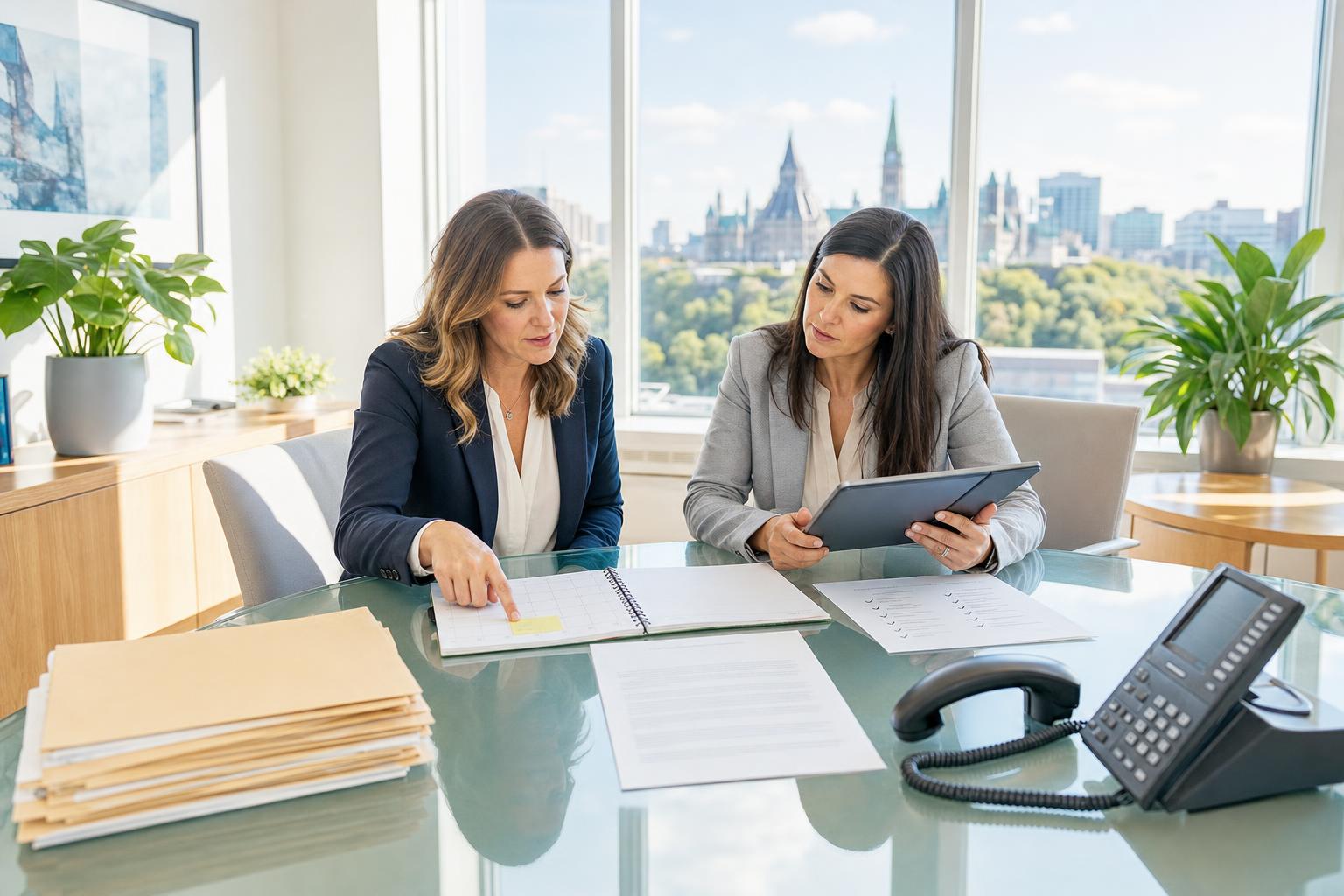 two female discussing legal matters